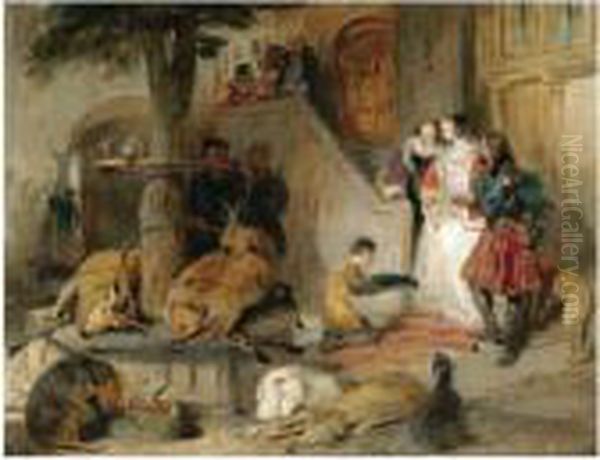 Conduit Court, Skipton Castle, North Yorkshire Oil Painting by Landseer, Sir Edwin