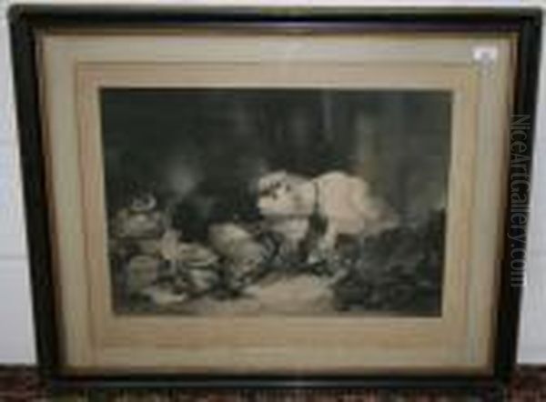 Dog And Cat Fighting Over Dead Game Oil Painting by Landseer, Sir Edwin