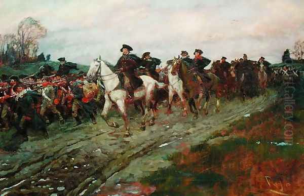 The Retreat through the Jerseys, from The Story of the Revolution by Henry Cabot Lodge (1850-1924, published in Scribners Magazine, April 1898 Oil Painting by Howard Pyle