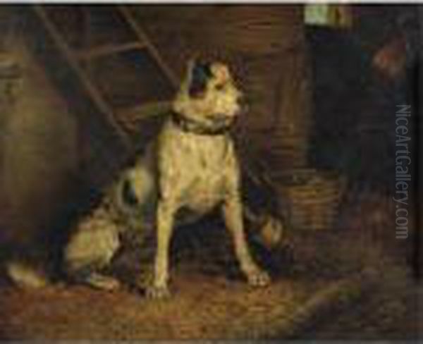 A Dog In A Stable Oil Painting by Landseer, Sir Edwin