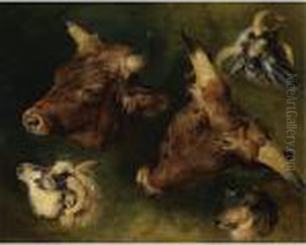 Studies Of Cattle And Sheep Oil Painting by Landseer, Sir Edwin