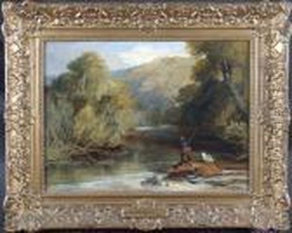 Trout Fishing On The Daune Oil Painting by Landseer, Sir Edwin