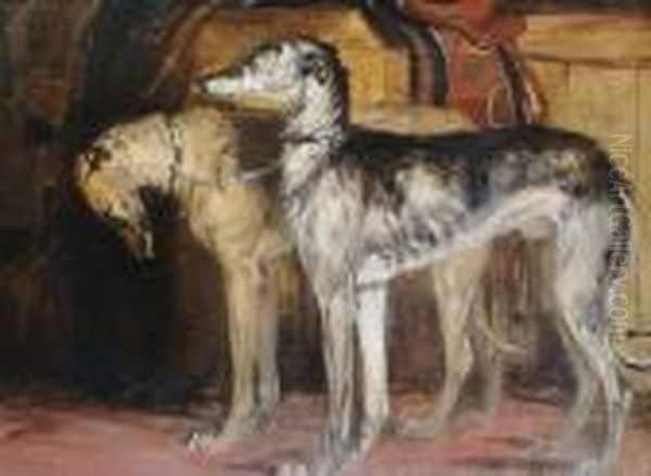 Study Of Two Deer Houndsbears Oil Painting by Landseer, Sir Edwin