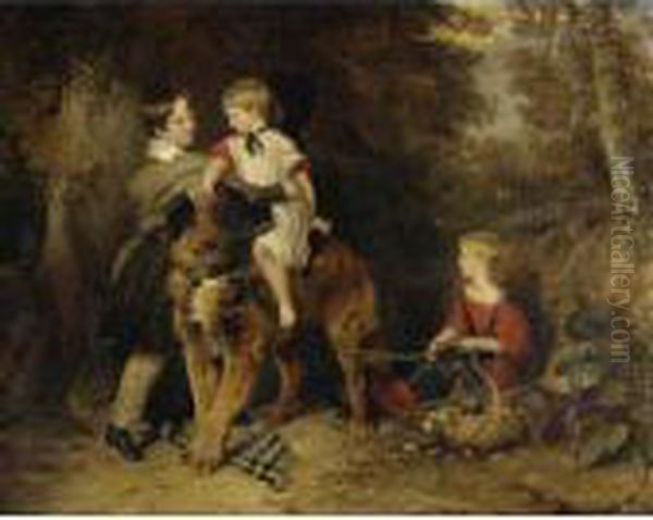 Children Of Rev. Edward Coleridge Oil Painting by Landseer, Sir Edwin