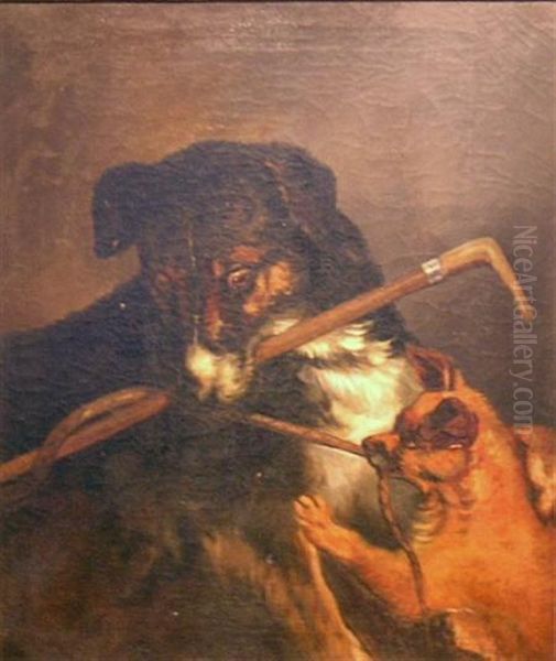 Tug Of War Oil Painting by Landseer, Sir Edwin