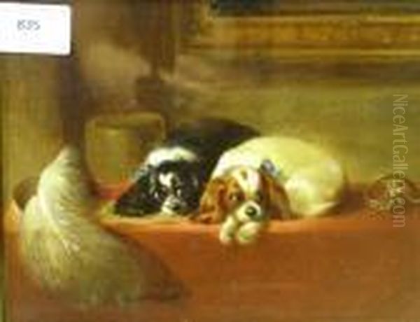 Two Cavalier King Charles Spaniels Oil Painting by Landseer, Sir Edwin