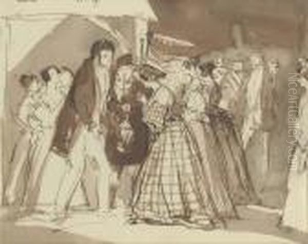 Edward Ellice Greeting The 
Duchess Of Bedford At A Reception Atglen Feshie, Inverness-shire Oil Painting by Landseer, Sir Edwin