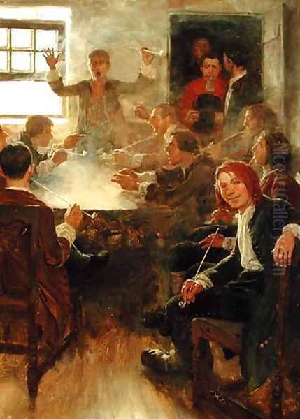 Undergraduate Life in 1679, from Undergraduate Life at Harvard by Edward S. Martin, published in Scribners Magazine, May 1897 Oil Painting by Howard Pyle