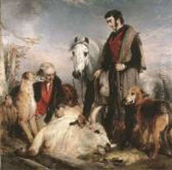 'scene In Chillingham Park: Portrait Of Lord Ossulston', Or 'death Of The Wild Bull' Oil Painting by Landseer, Sir Edwin