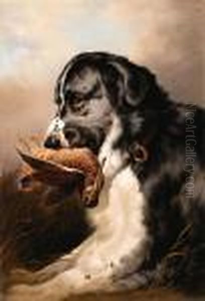 Retriever And Woodcock Oil Painting by Landseer, Sir Edwin