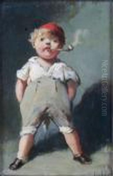 Petit Garcon Fumant Une Pipe Oil Painting by Francois Louis Lanfant de Metz