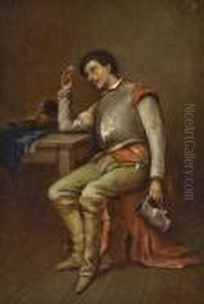 Weintrinkender Landsknecht Oil Painting by Francois Louis Lanfant de Metz