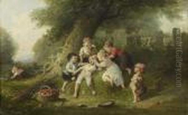 Les Risques De La Cueillette Oil Painting by Francois Louis Lanfant de Metz