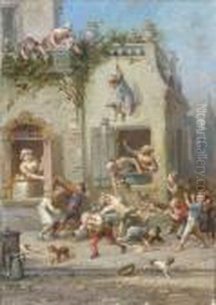 Les Gentils Garnements Oil Painting by Francois Louis Lanfant de Metz