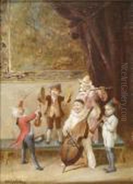 Les Cinq Enfants Musiciens Oil Painting by Francois Louis Lanfant de Metz