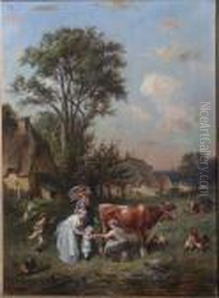 Le Lait De Mai Oil Painting by Francois Louis Lanfant de Metz