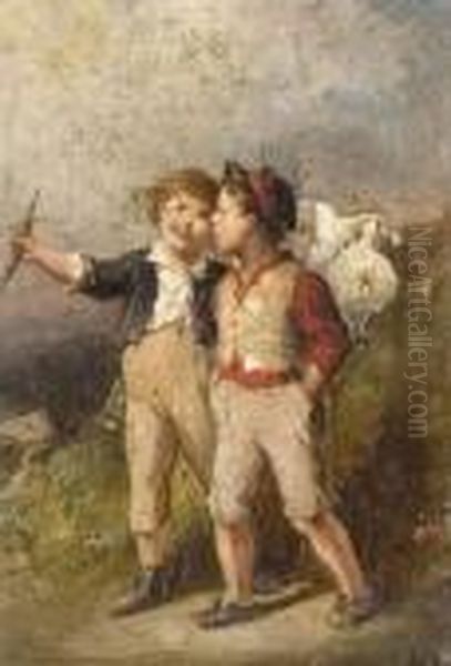  Enfants > Et < Couple.  Oil Painting by Francois Louis Lanfant de Metz