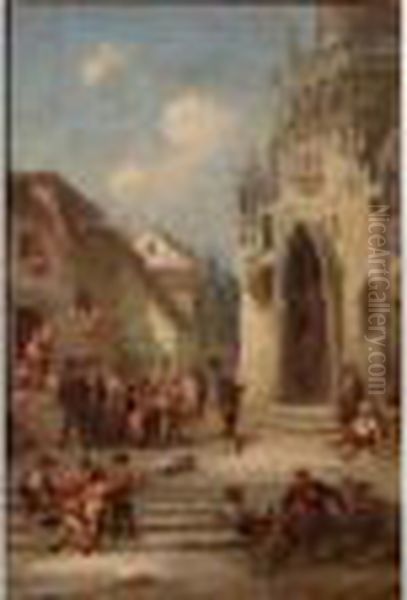 Sur Le Parvis Oil Painting by Francois Louis Lanfant de Metz