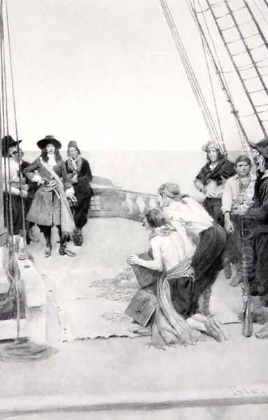 Phips recovering the sunken treasures, 1690s, published in Harpers Magazine, 1901 Oil Painting by Howard Pyle