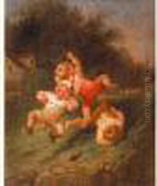 Jeux D'enfants Oil Painting by Francois Louis Lanfant de Metz