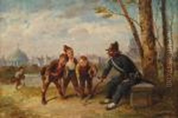 Jeux D'enfants Oil Painting by Francois Louis Lanfant de Metz