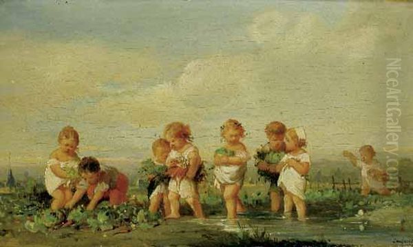 Les Petits Maraichers Oil Painting by Francois Louis Lanfant de Metz