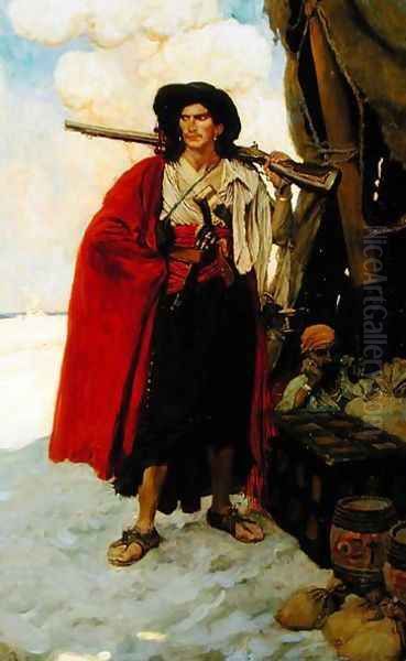 The Buccaneer Was a Picturesque Fellow, from The Fate of Treasure Town by Howard Pyle, published in Harpers Monthly Magazine, December 1905 Oil Painting by Howard Pyle