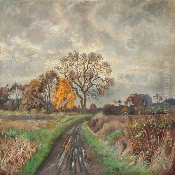 Autumn Landscape At Fredensborg Oil Painting by Olaf Viggo Peter Langer