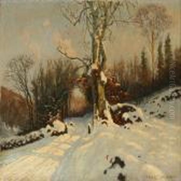 Kirkeskoven Ved Sollerod Oil Painting by Olaf Viggo Peter Langer