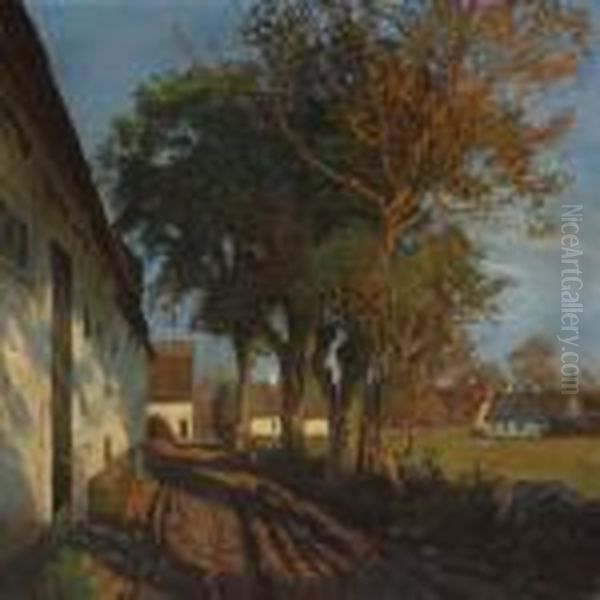 Oktober - Vedbondegaarden, Ganlose Oil Painting by Olaf Viggo Peter Langer