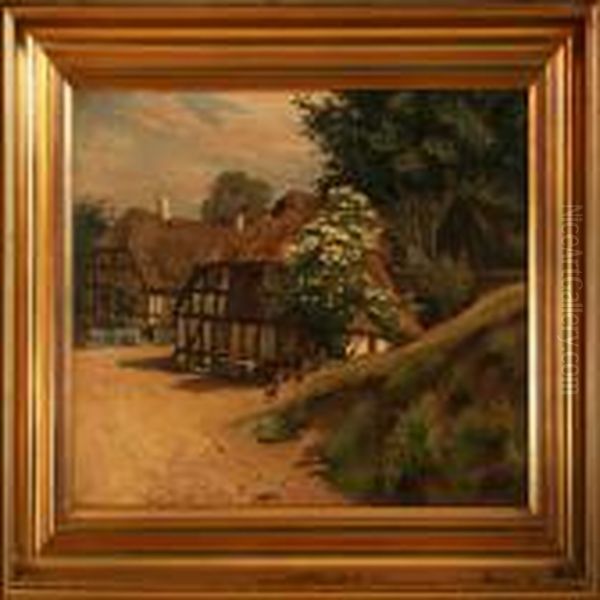 Summer Day In A Village Oil Painting by Olaf Viggo Peter Langer