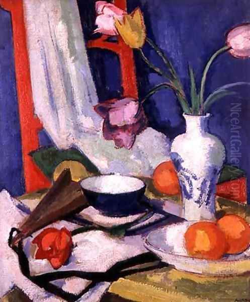 Still life with tulips, 1925 Oil Painting by Samuel John Peploe