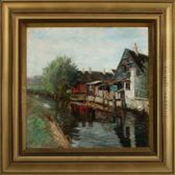 Scenery From The Stream In Vejle Oil Painting by Olaf Viggo Peter Langer