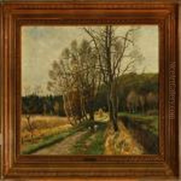 Autumn Day At Naesseskoven Forest In Holte Oil Painting by Olaf Viggo Peter Langer