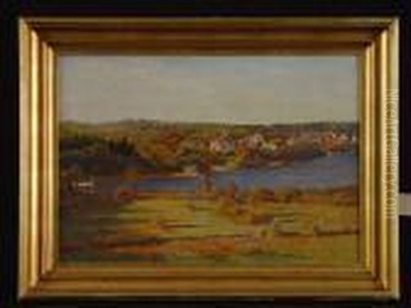 Blick Uber Den Vejle Fjord Oil Painting by Olaf Viggo Peter Langer