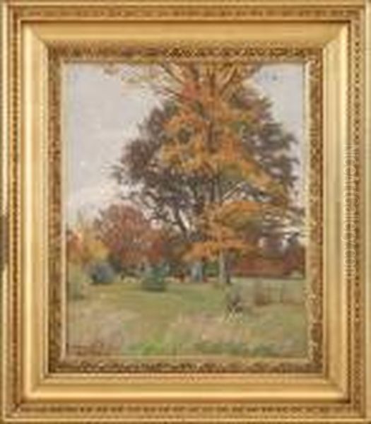 Autumn Landscape With Cattle Oil Painting by Olaf Viggo Peter Langer