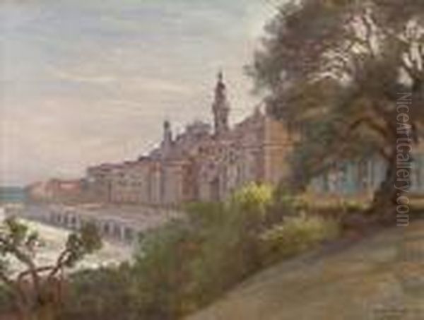 Before The Promenade, Menton Oil Painting by Olaf Viggo Peter Langer