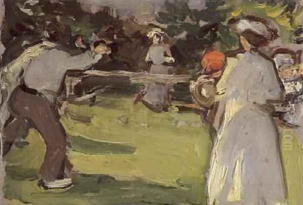 Game of Tennis, Luxembourg Gardens, c.1906 Oil Painting by Samuel John Peploe