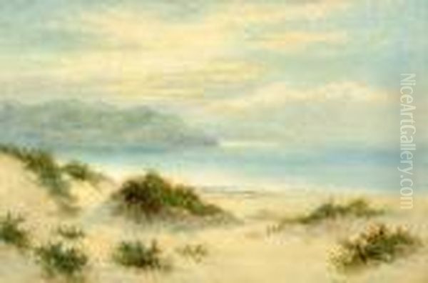 A Coastal Scene, With Sand Dunes In The Foreground Oil Painting by William Langley