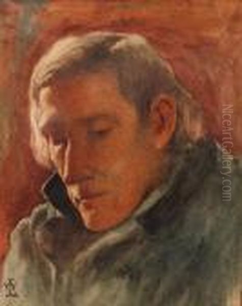 Portrait Of A Fisherman Oil Painting by William Langley