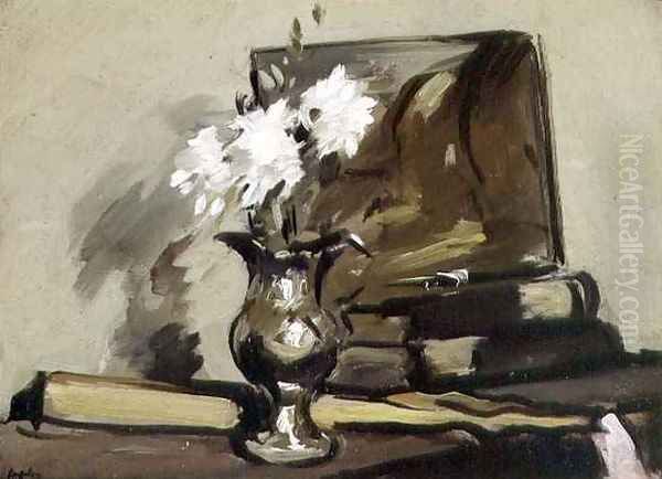 Flowers in a Silver Jug Oil Painting by Samuel John Peploe