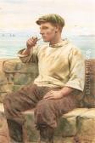 Contemplation; A Quiet Smoke Oil Painting by William Langley