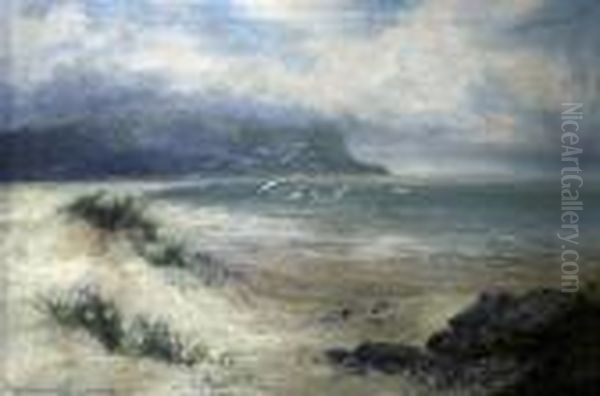 Beach Scene Oil Painting by William Langley