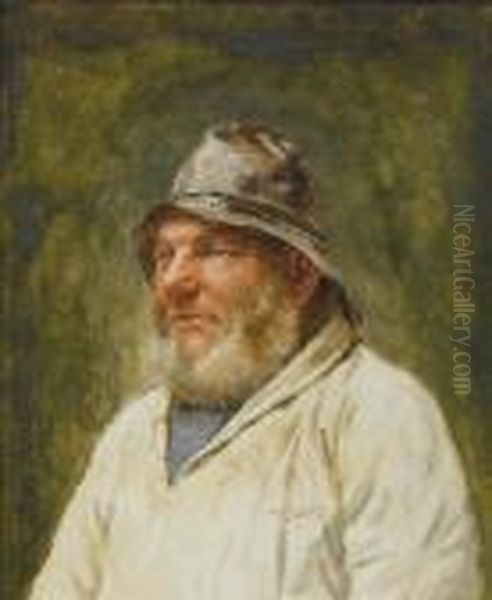 An Old Fisherman Oil Painting by William Langley