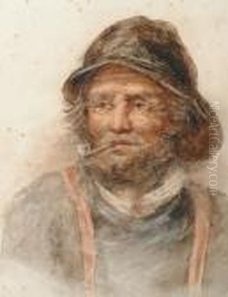 Portrait Of A Fisherman Oil Painting by William Langley