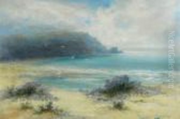 Cornish Coastal Scene Oil Painting by William Langley