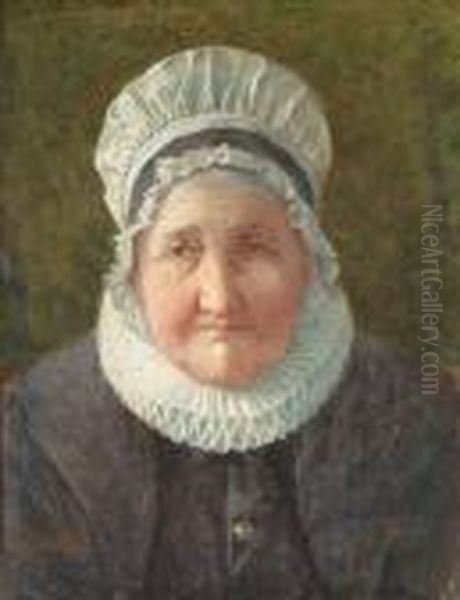 Study Of An Oldlady Oil Painting by William Langley