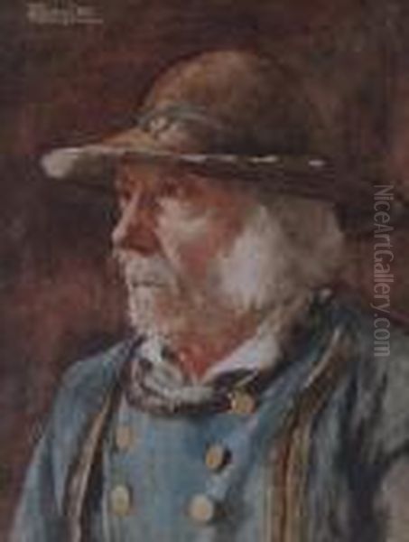 Portrait Of A Fisherman. Oil Painting by William Langley