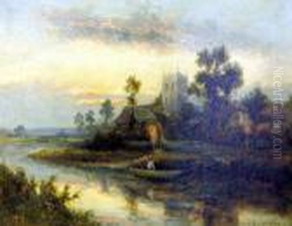 In The Skiff Oil Painting by William Langley