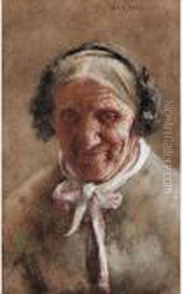 Study Of An Old Lady Oil Painting by William Langley